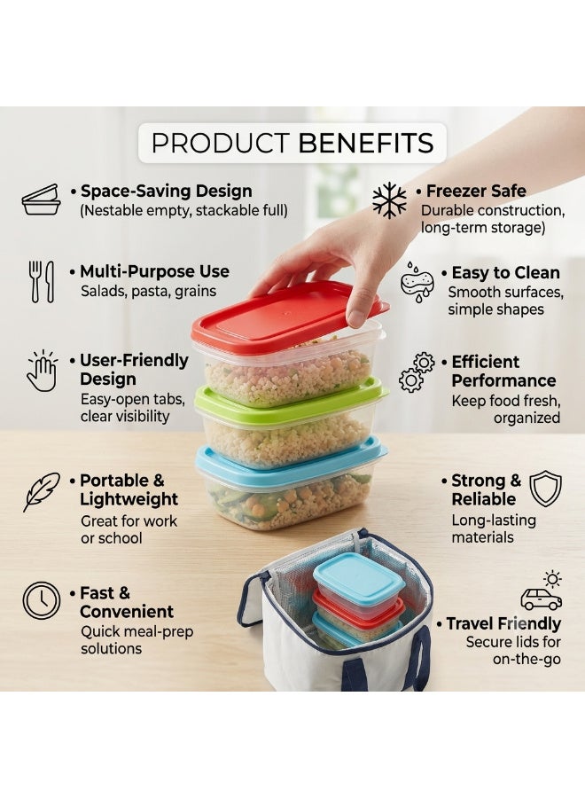 Hope 6 Pack Small Food Storage Containers with Lids, 8oz/250ml Mini Plastic Containers, Reusable Leakproof Airtight Snack Boxes for Meal Prep and Lunch, Microwave and Freezer Safe - Image 4