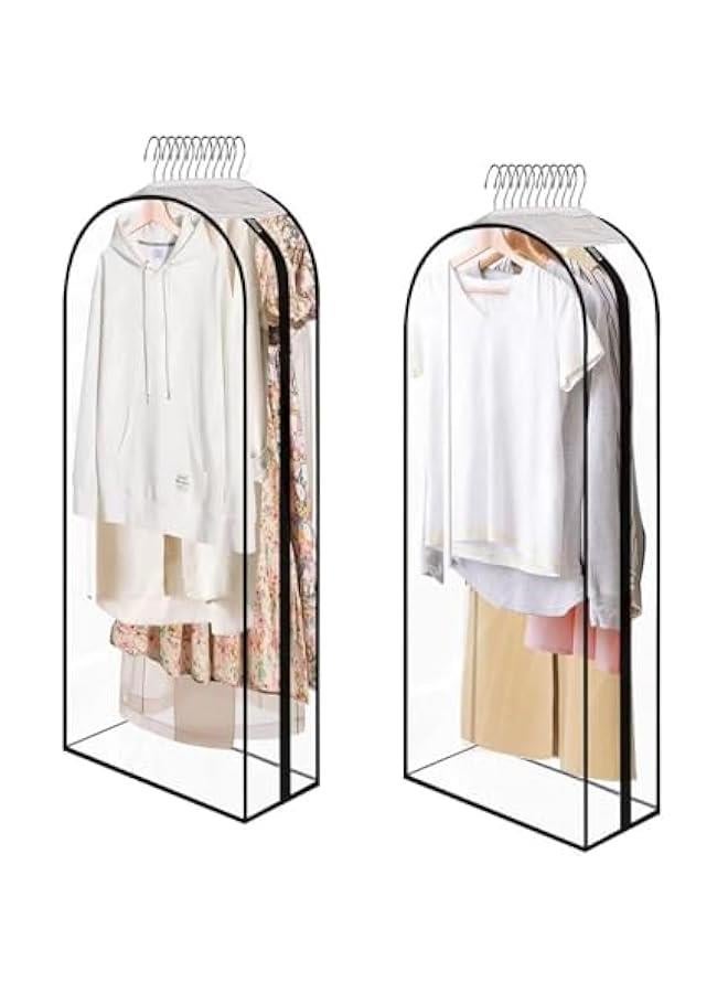 HOOKOR 2 Packs Garment Bag, 51 Clear Garment Bags, Clear Garment Clothes Cover Protector, Plastic Garment Storage Protector for Closet Storage Hanging Clothes, Shirts, Coats, Dresses  - Image 1