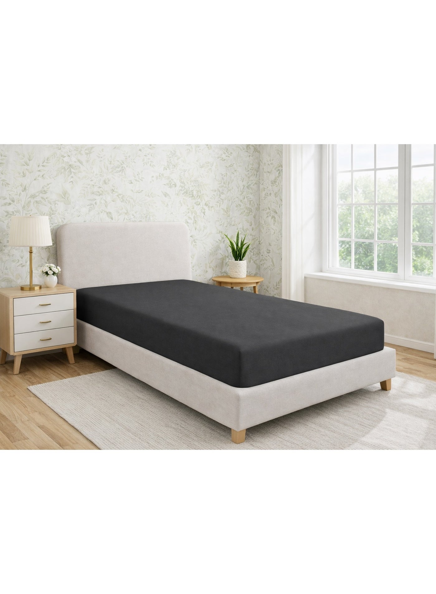 Bliss Casa 100% Combed Cotton Percale Fitted Sheet – Breathable Cotton Bed Sheet with Crisp Weave, 1 Piece, Available in Single, Queen, King & Super King Sizes