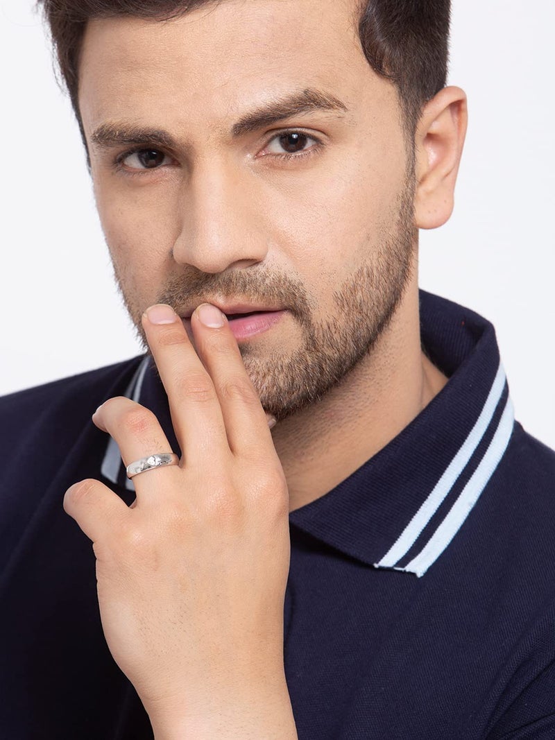 CLARA Pure 925 Sterling Silver Nario Adjustable Ring |Gift for Men and Boys | Partial Matte Finish - Image 3