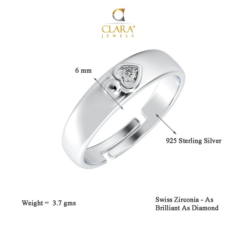 CLARA Pure 925 Sterling Silver Nario Adjustable Ring |Gift for Men and Boys | Partial Matte Finish - Image 5