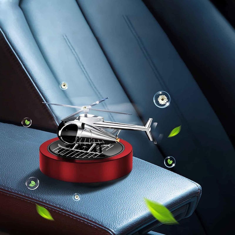 cheekyglo Solar Helicopter Car Aromatherapy Decor, Solar Energy Rotating Helicopter Design Aromatherapy Diffuser Car Air Freshener Essential Oil Diffuser Small Aromatherapy for Car Office - Image 3