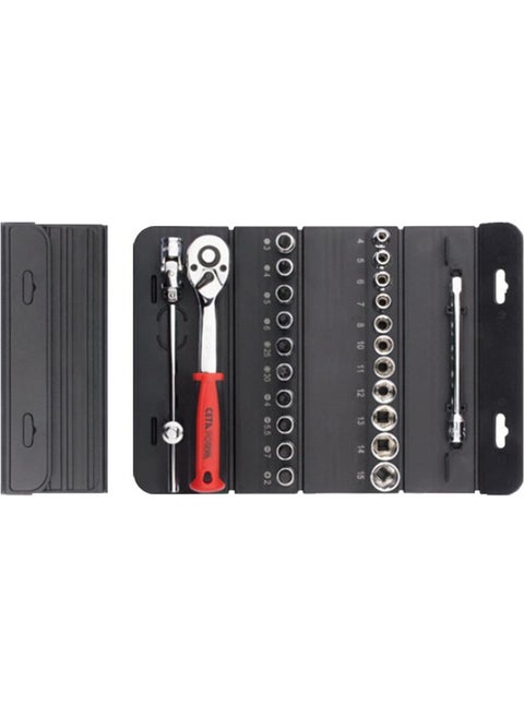 C00-25RH4 25 Piece 1/4 Inch 6 Corner Practical Socket Set with Bag