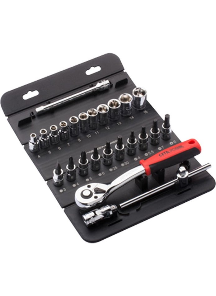 Ceta Form - C00-25RH4 25 Piece 1/4 Inch 6 Corner Practical Socket Set with Bag - Image 1