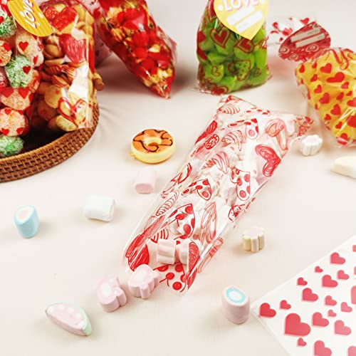 JQAQJU 150 PCS Valentine Gift Bags Valentines Cellophane Treat Bags Bulk for Holiday Goodie Candy With 36 PCS Gift Tags & 200 PCS Twist Ties for Valentines Party - Image 4