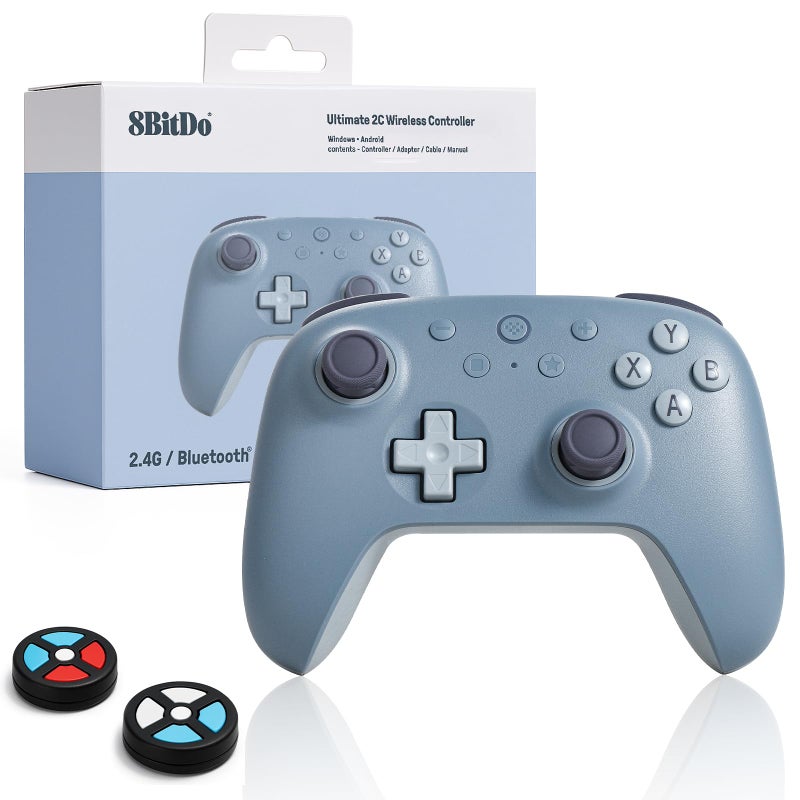 8Bitdo Ultimate 2C Wireless Controller for Windows PC and Android with 1000 Hz Polling Rate Hall Effect Joysticks and Triggers and Remappable L4R4 Bumpers Special EditionBlueberry