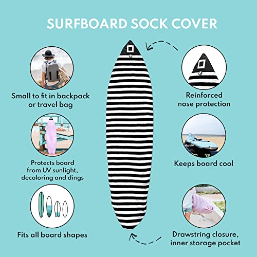 PAMGEA Surf Squared 7'6" Hybrid Surfboard Sock Cover – Lightweight Stretch SUP & Paddleboard Bag, Protective Sleeve for Shortboard, Longboard, Hybrid, Wakesurf – Surfing Accessory, Aqua - Image 4