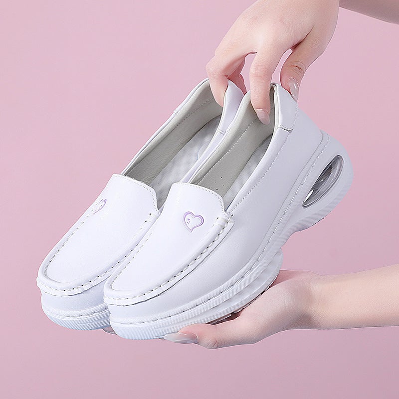 Air Cushion Nurses Shoes Women'S Summer Hollow Non-Slip Thick Bottom Leather Soft Bottom Non-Tiring Foot Breathable Special Work Shoes For Medical Care - Image 4