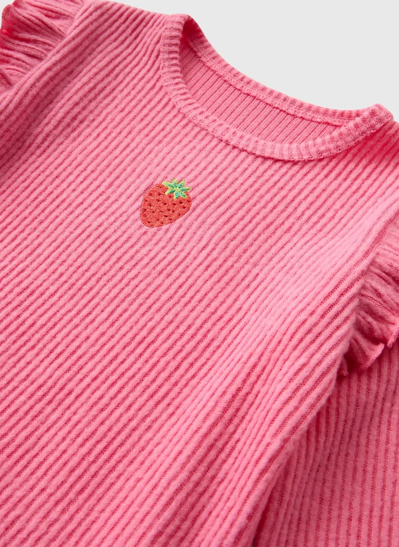 ماتلان طقم بناتي وردي فراولة واسع