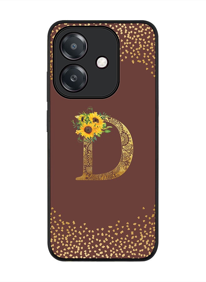 Stylizedd For Oppo A5i Case,Slim fit Camera Protection, Shockproof Thin Phone cover  - Custom Floral Monogram - D  (Brown )