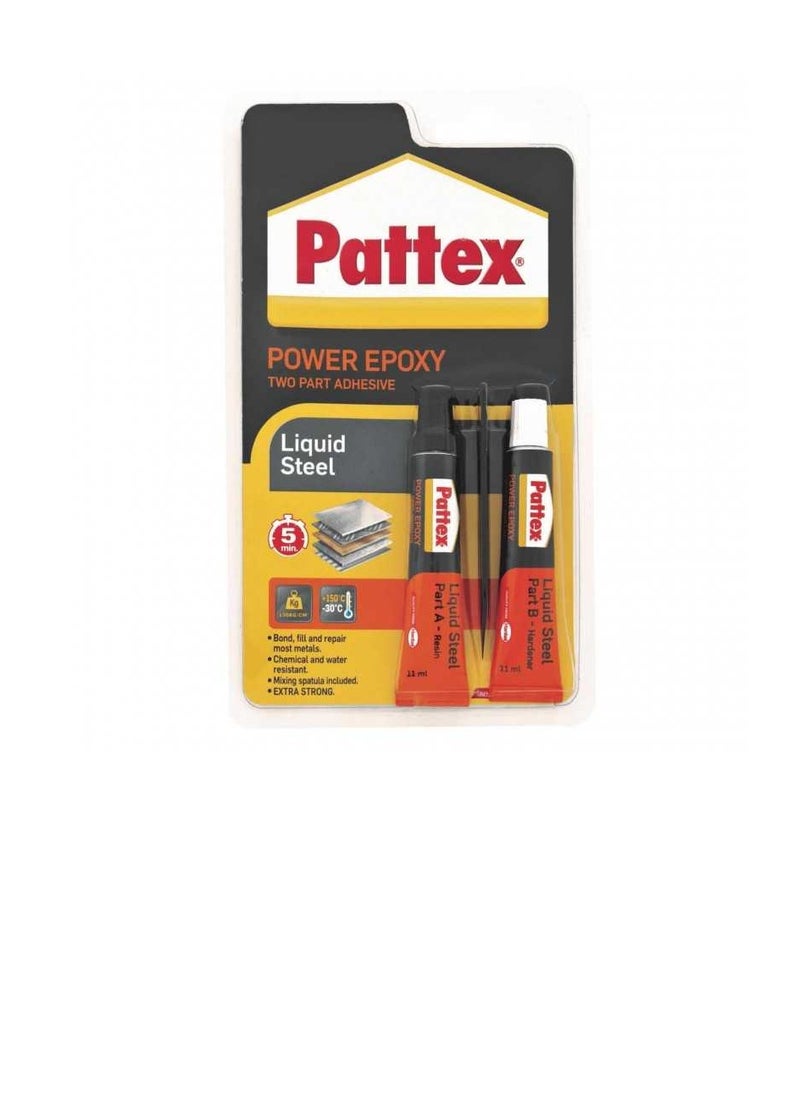 Pattex - Power Epoxy Two Part Adhesive - Liquid Steel - 11ml X 2 - Image 1