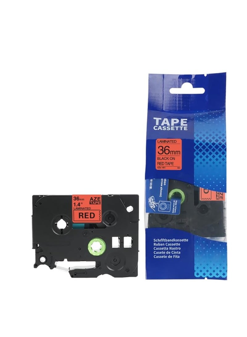Terabyte 36 mm x 8 meter Compatible TZe Label Tape Cartridge for P-Touch Label Printers… (Black on Red) - Image 1