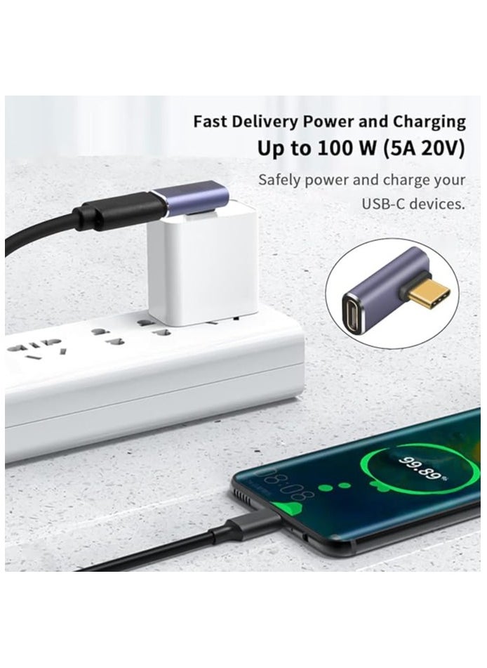 erorex USB C Right Angle Adapter for USB 4 Cable, 40Gbps USB 4 Cable Adapter, 90 Degree USB C Adapter Support 8K@60Hz Video Display 100W PD for Thunderbolt 4/3, USB C, HUB, Docking, Tablet, 2pack  - Image 5