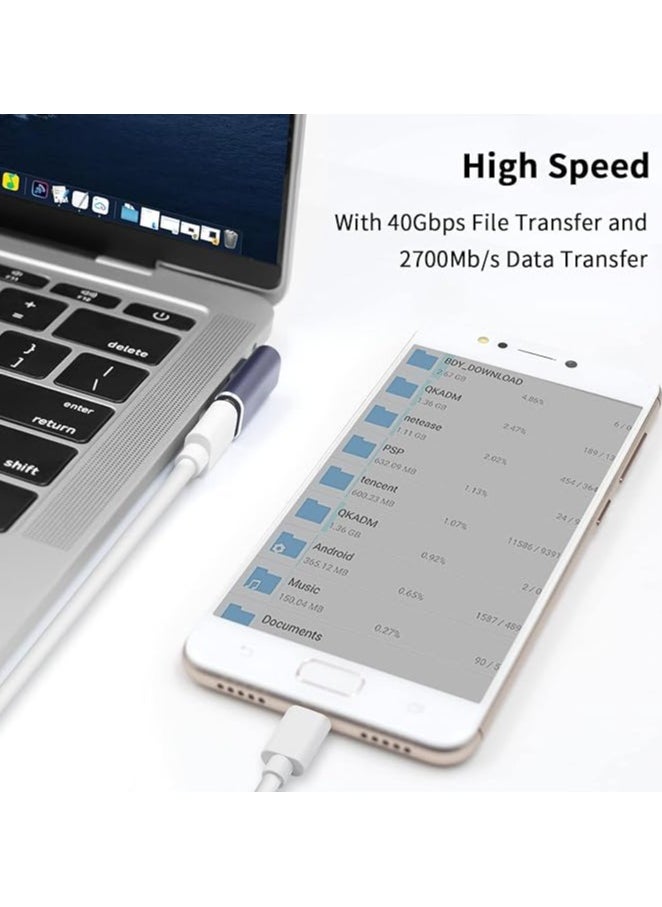 erorex USB C Right Angle Adapter for USB 4 Cable, 40Gbps USB 4 Cable Adapter, 90 Degree USB C Adapter Support 8K@60Hz Video Display 100W PD for Thunderbolt 4/3, USB C, HUB, Docking, Tablet, 2pack  - Image 3
