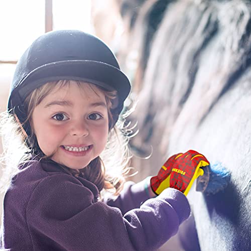 FEISHDEK Kids Genuine Leather Work Gloves, Kids Gardening Work Gloves Safety Gloves, Reflective, Breathable Design, Perfect for Children Gardening, Yard Work, Outdoor (Small, Red, 2-3 Years Old) - Image 3