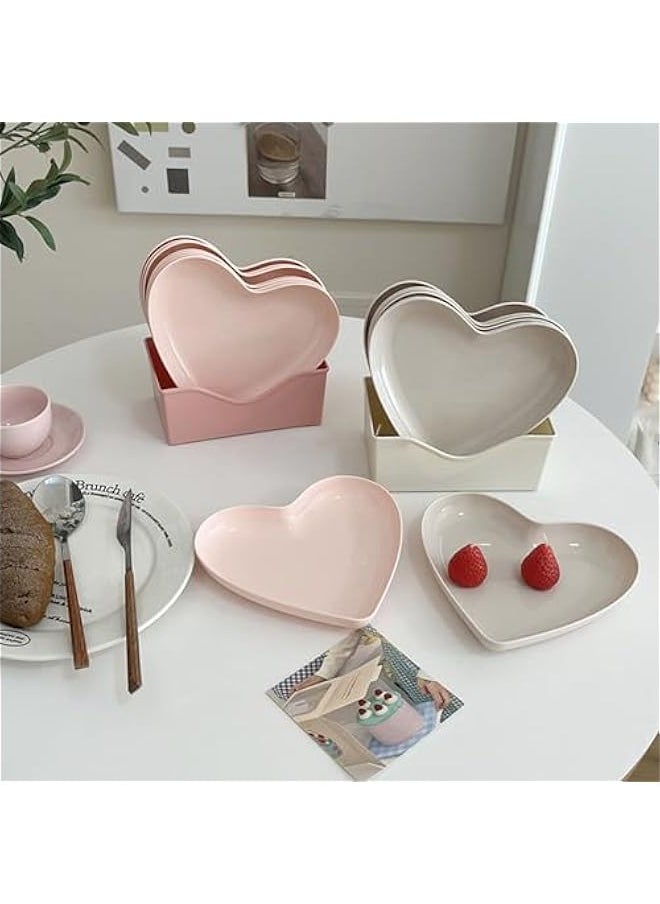 Generic - Snack Serving Platter,Heart Shape Plastic Dinner Plate Food Serving Tray Party Serving Plate Kitchen Dinnerware for Party Gathering Wedding Event (5 Platters with Holder) - Image 1