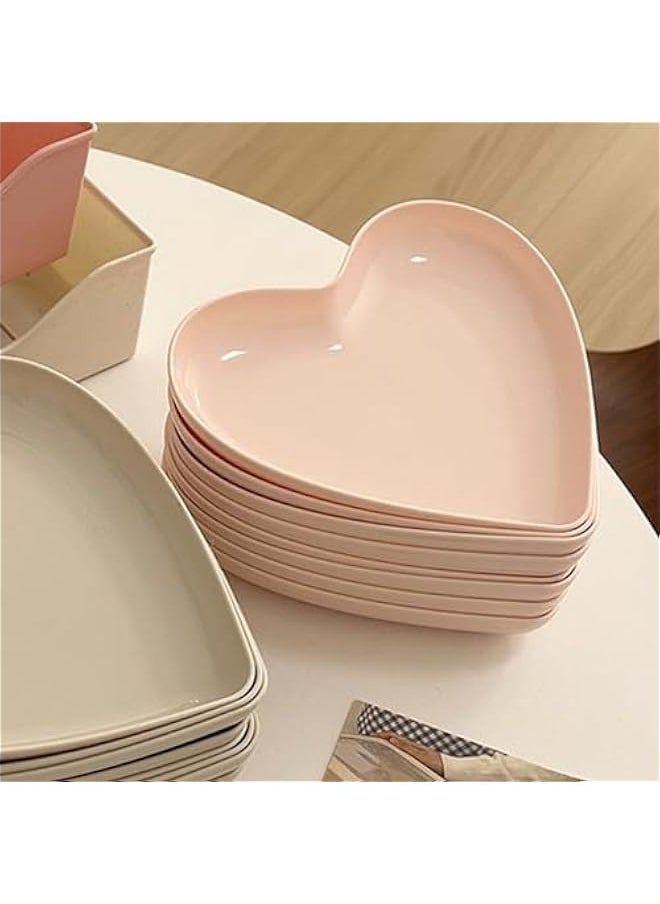 Generic - Snack Serving Platter,Heart Shape Plastic Dinner Plate Food Serving Tray Party Serving Plate Kitchen Dinnerware for Party Gathering Wedding Event (5 Platters with Holder) - Image 1