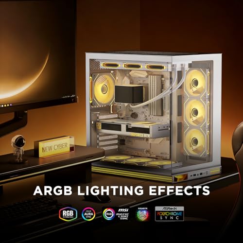 Jungle Leopard Prism4 Pro X3 120mm ARGB Reverse Case Fans,Infinity Mirror RGB Light Effect 5V 3PIN Motherboard Light Sync 800~1800RPM PWM PC Fan Suitable for Computer Case(Triple Pack White) - Image 2