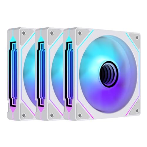 Jungle Leopard Prism4 Pro X3 120mm ARGB Reverse Case Fans,Infinity Mirror RGB Light Effect 5V 3PIN Motherboard Light Sync 800~1800RPM PWM PC Fan Suitable for Computer Case(Triple Pack White) - Image 1