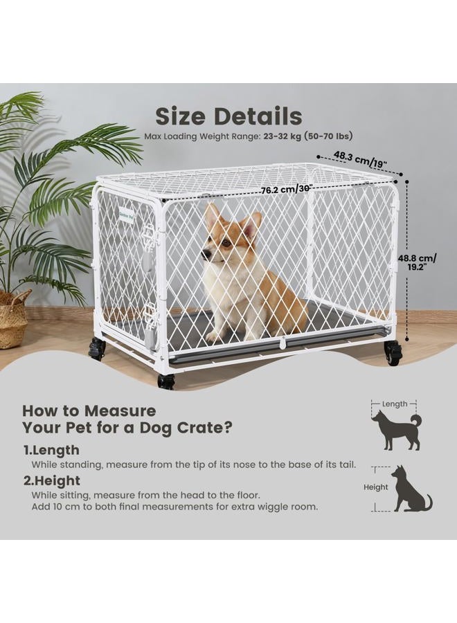 Gardner Pet 30 Inch Collapsible Diamond Mesh Dog Kennel, No Assembly Metal Dog Crate with 4 Lockable Wheels,Removable Tray,Portable Dog cage for Small/Medium Dogs(50-70 lbs) Indoor Outdoor Use - Image 2