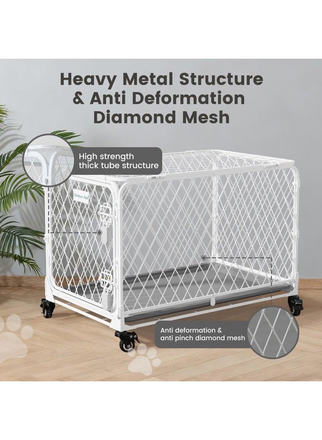 Gardner Pet 30 Inch Collapsible Diamond Mesh Dog Kennel, No Assembly Metal Dog Crate with 4 Lockable Wheels,Removable Tray,Portable Dog cage for Small/Medium Dogs(50-70 lbs) Indoor Outdoor Use - Image 4