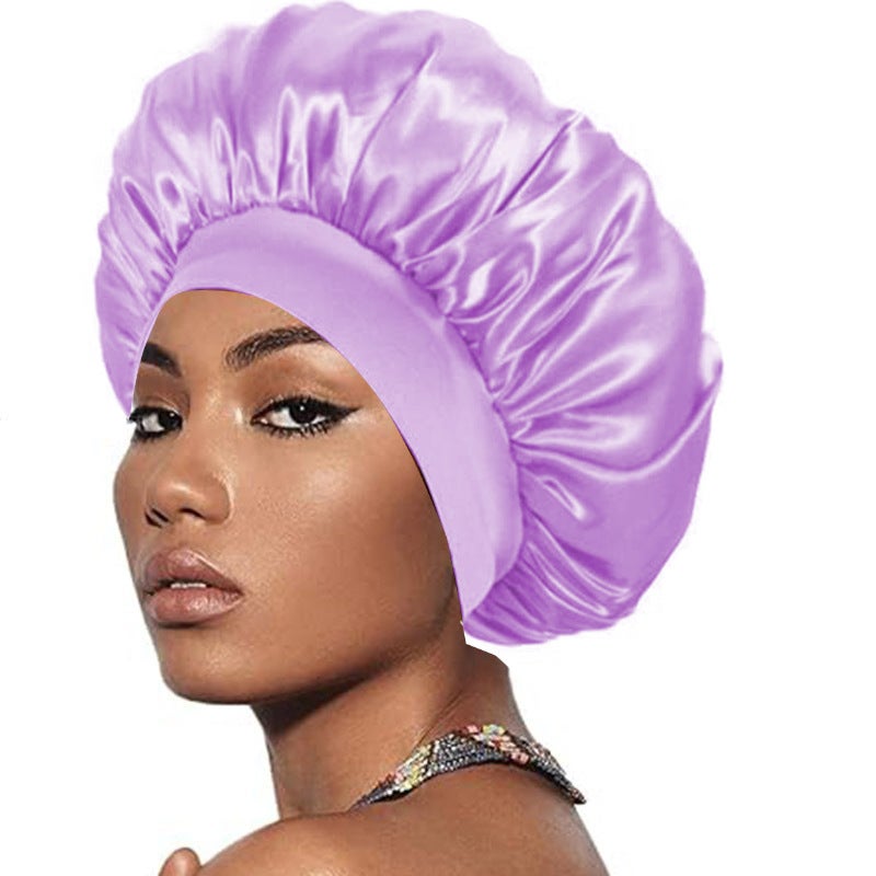 Export Wide-Brimmed Elastic Hair Care Cap High-Elasticity Hat Beauty Salon Anti-Care Satin Nightcap Shower Cap - Image 4