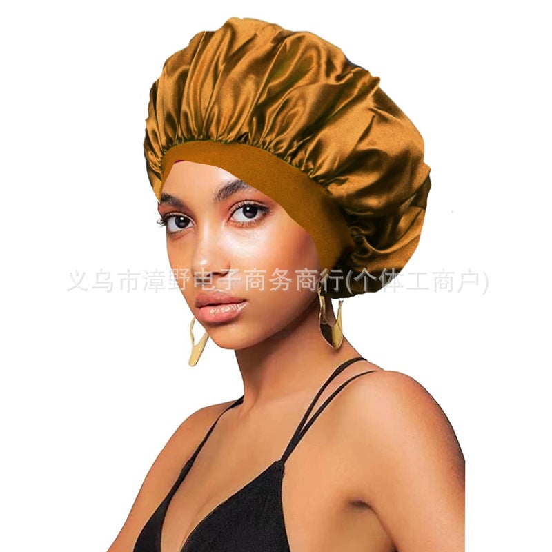 Export Wide-Brimmed Elastic Hair Care Cap High-Elasticity Hat Beauty Salon Anti-Care Satin Nightcap Shower Cap - Image 1