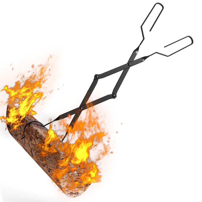 إسكدنيا أدوات مدفأة كينغسون بتصميم قوس 26 ملقط حطب مع حديد مشغول يدويًا للمدفأة الداخلية وموقد النار الخارجي ونار المخيم