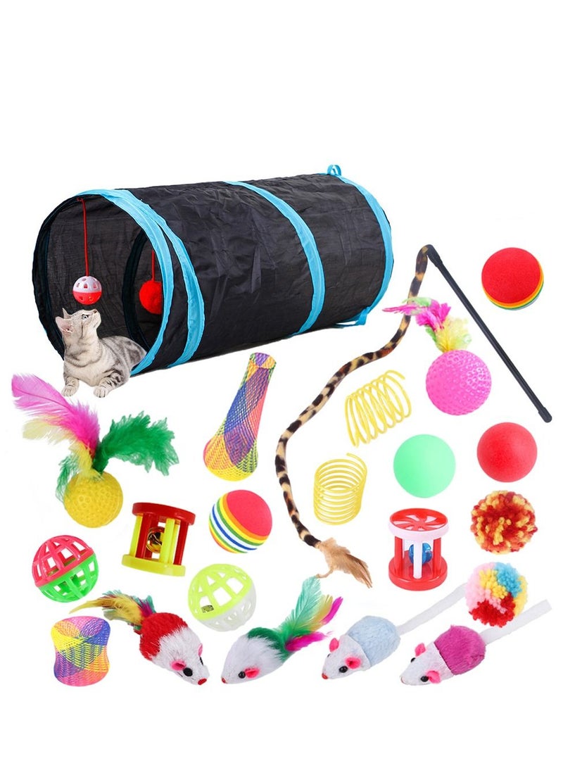 ديو كينج مجموعة ألعاب قطط نهائية 22 قطعة مع نفق قابل للطي | ألعاب قطط تفاعلية للعب المستمر وتخفيف الملل - Image 1