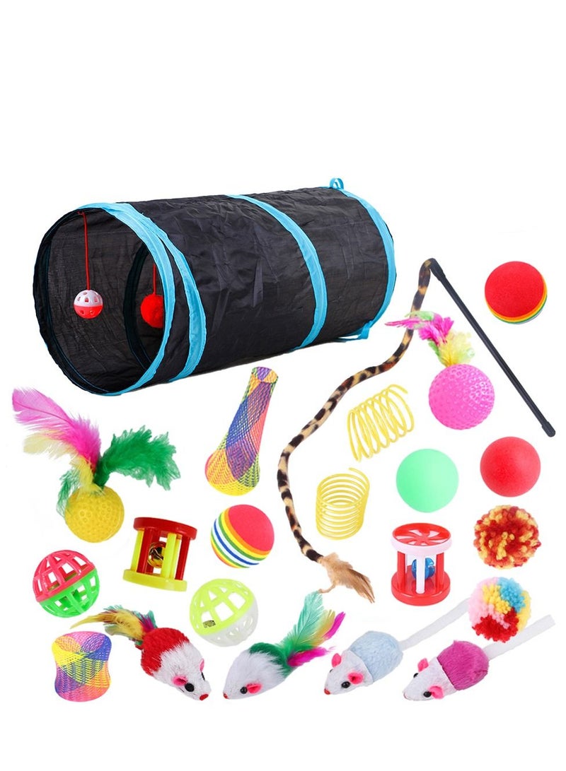 ديو كينج مجموعة ألعاب قطط نهائية 22 قطعة مع نفق قابل للطي | ألعاب قطط تفاعلية للعب المستمر وتخفيف الملل - Image 2