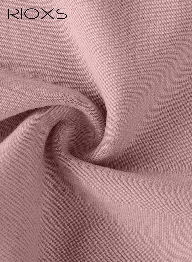 ريوكس قطعتان من الملابس الداخلية النسائية عالية الخصر، سراويل داخلية ناعمة وجيدة التهوية بتغطية كاملة، سراويل داخلية مريحة وقابلة للتمدد (مقاس عادي وكبير)، أرجواني + وردي - Image 4