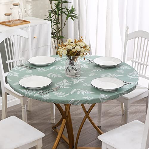 Walrus Round Vinyl Fitted Tablecloth with Flannel Backing Elastic Edge Design Table Cover Waterproof Oil-Proof PVC Table Cloth Stain-Resistant Best for 37"-44" Round - Image 4