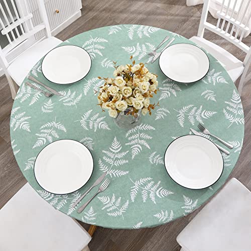 Walrus Round Vinyl Fitted Tablecloth with Flannel Backing Elastic Edge Design Table Cover Waterproof Oil-Proof PVC Table Cloth Stain-Resistant Best for 37"-44" Round - Image 1