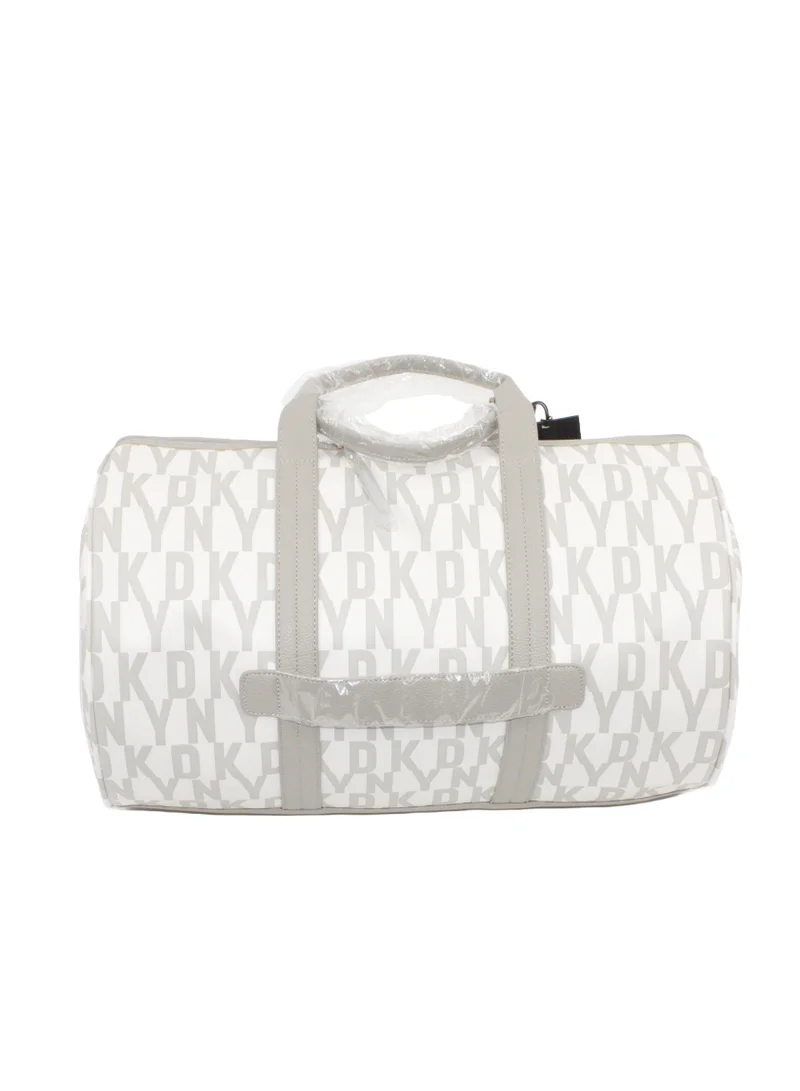 DKNY Signature Stripe 2.0 Duffle Bags for Unisex | Ultra Lightweight Travel, Sports & Gym Duffle Bags Color GREIGE/YELLOW