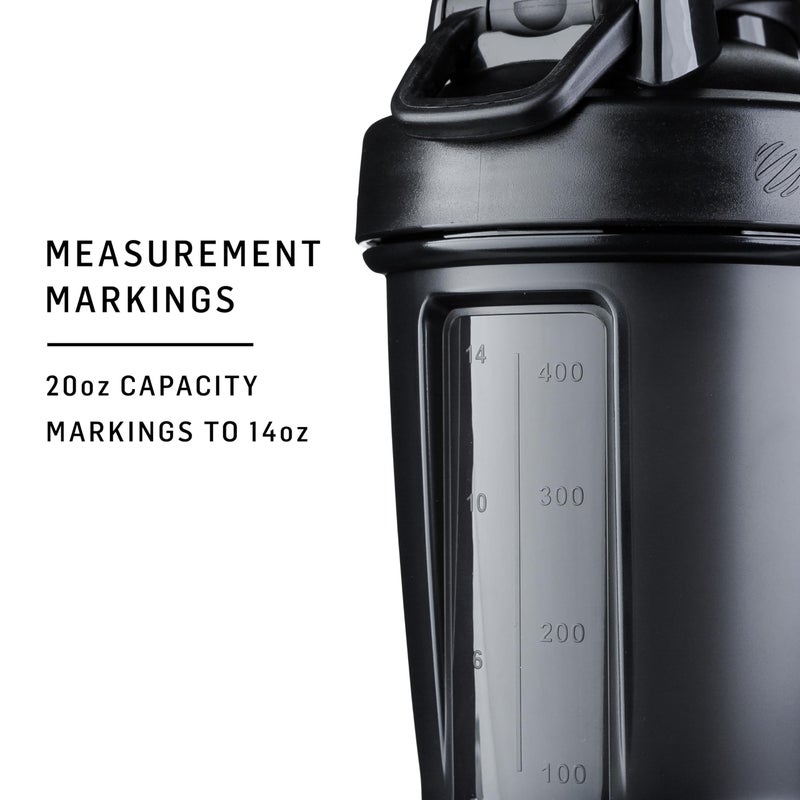 BlenderBottle زجاجة خلط بلندر بوتل كلاسيك V2 مثالية لخلطات البروتين وما قبل التمرين، سعة 20 أونصة، شفافة/سوداء - Image 2