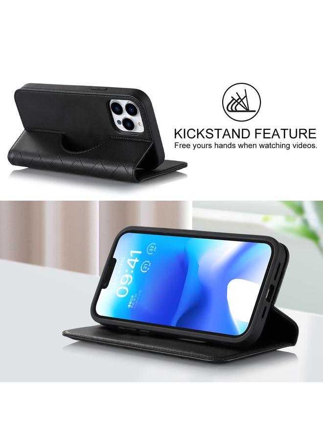 زبون جراب هاتف iPhone 13 Pro Max Rhombic MagSafe RFID مضاد للسرقة من الجلد - Image 4