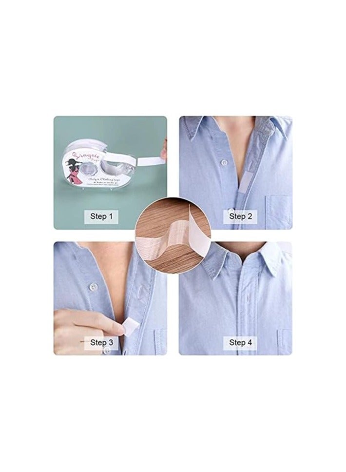 Double Sided Clothing Tape, Clear Fabric Strong Tape, Lingerie Tape Body and Clothing Fashion Tape Boob Tape Strong Double Sided Fabric Tape for Clothes Dress Bra, Clear (1+4 Set) - Image 3