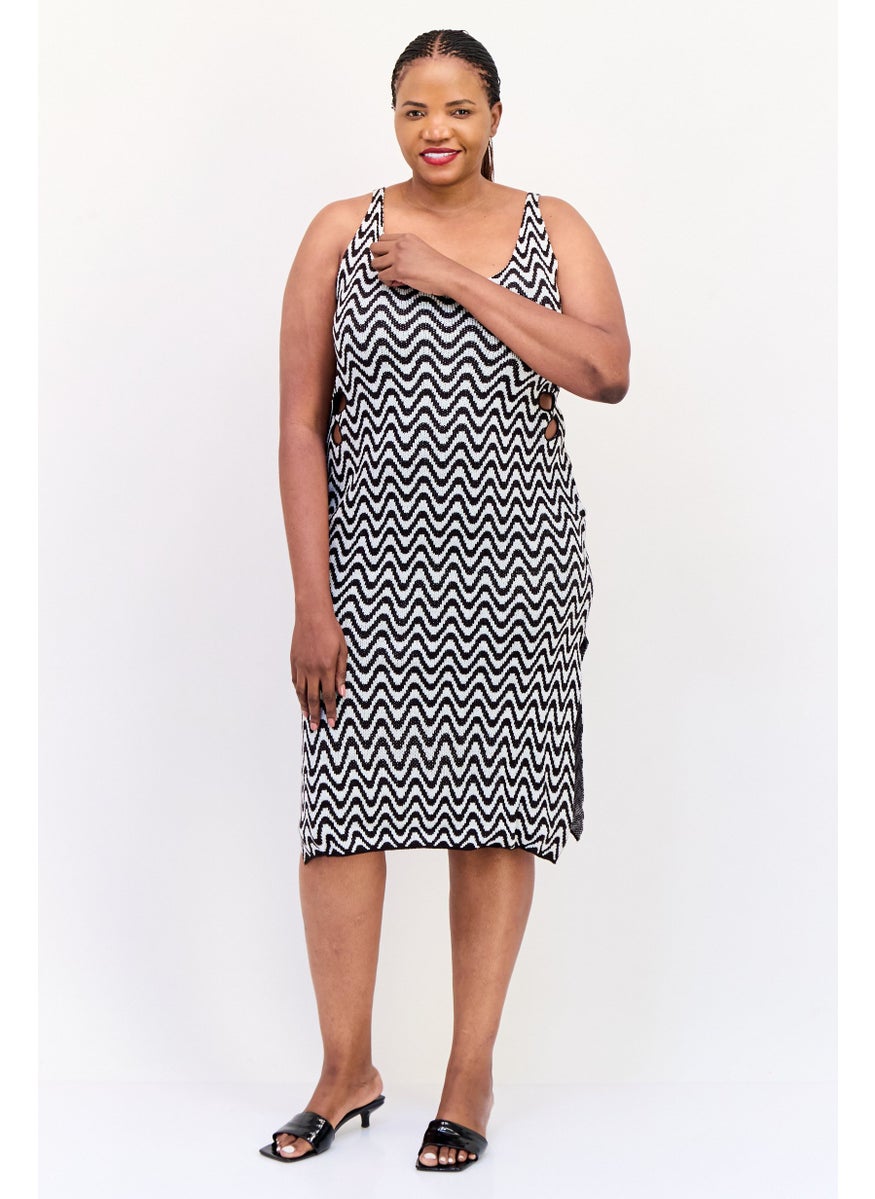 H&M Women Knitted Midi Dress, Multicolor  - Image 1