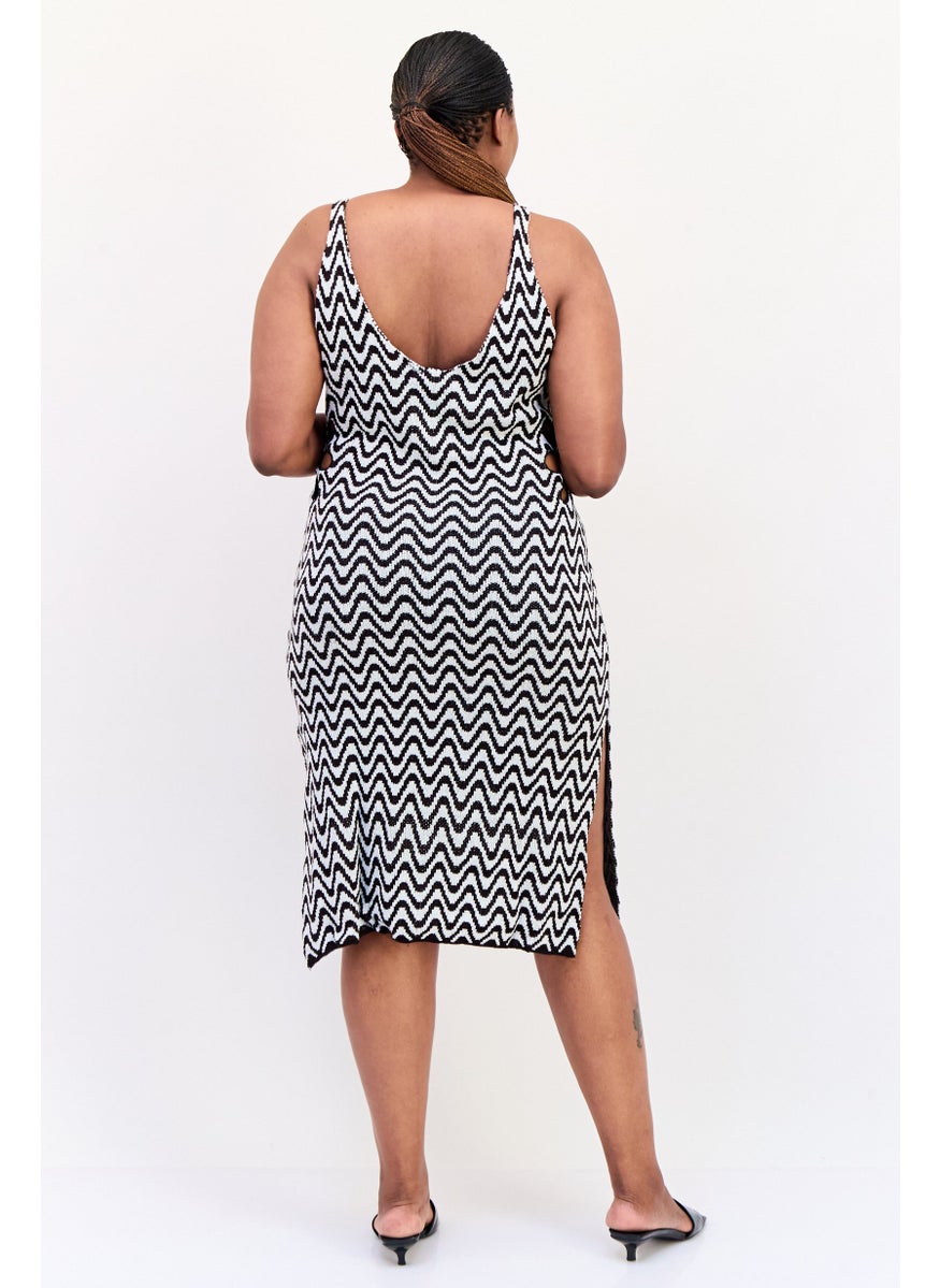 H&M Women Knitted Midi Dress, Multicolor  - Image 4