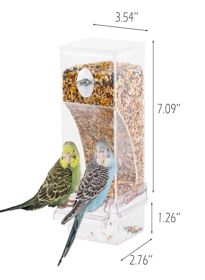 IBWell No Mess Automatic Bird Feeder for Cage - Parrot Feeder Inside Cage With Clear Perch and Acrylic Seed Food Container - Image 2