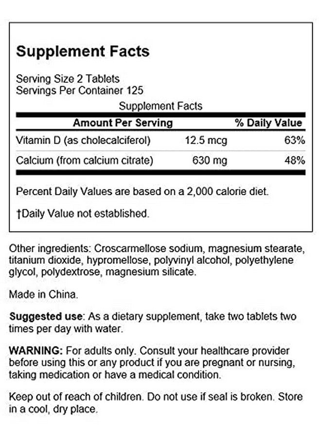 SWANSON Calcium Citrate & Vitamin D 250 Tabs - Image 4