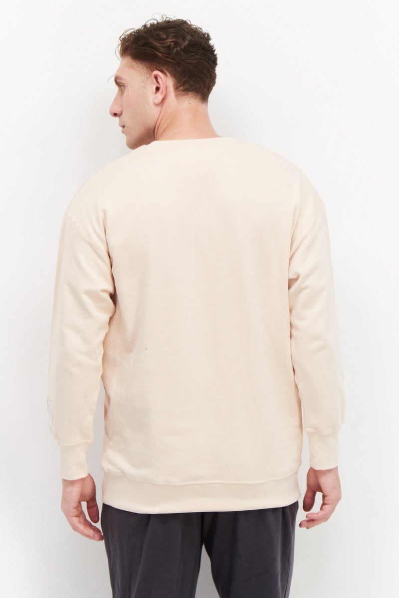 TRIBE OF 6 Men Crew Neck Short Sleeve Contrast Pocket Oversized Sweatshirt, Peach - Image 2