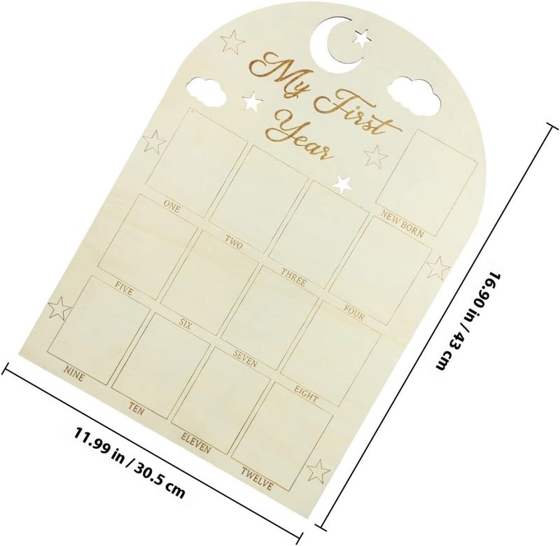 VICASKY Newborn First Year Photo Frame Wooden Keepsake Picture Frame with Monthly Progress Markers for Nursery Décor and Memory Display - Image 2