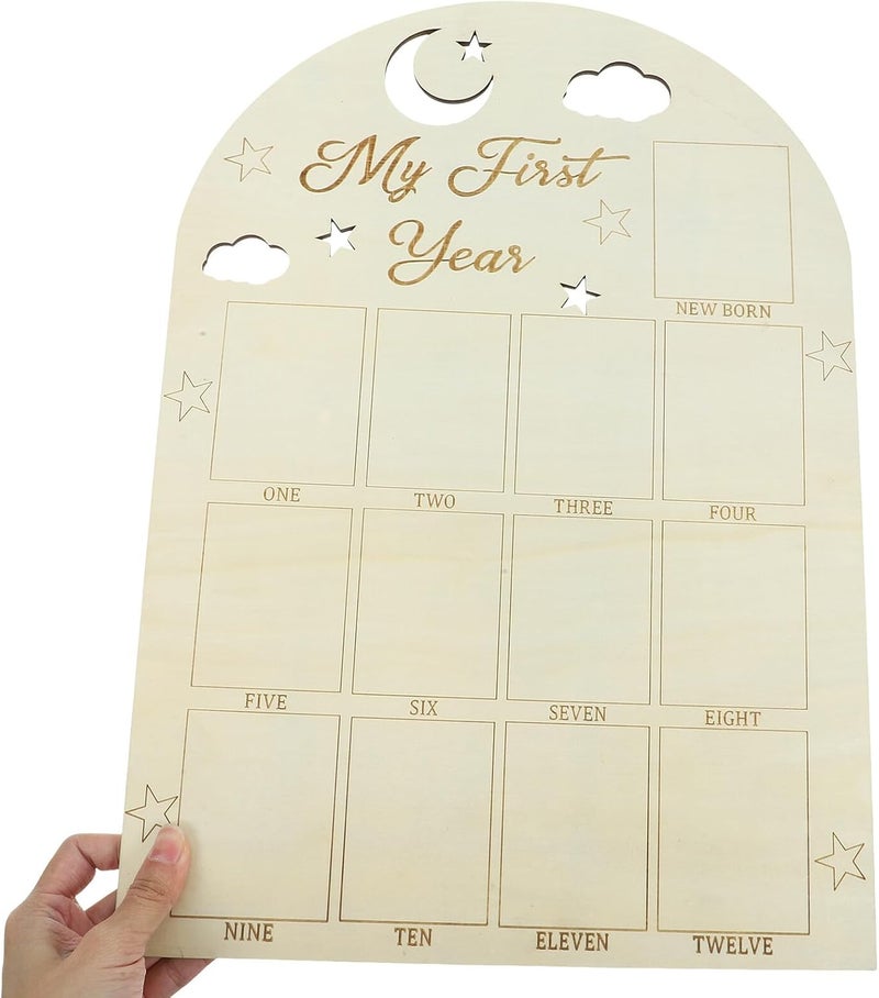 VICASKY Newborn First Year Photo Frame Wooden Keepsake Picture Frame with Monthly Progress Markers for Nursery Décor and Memory Display - Image 4