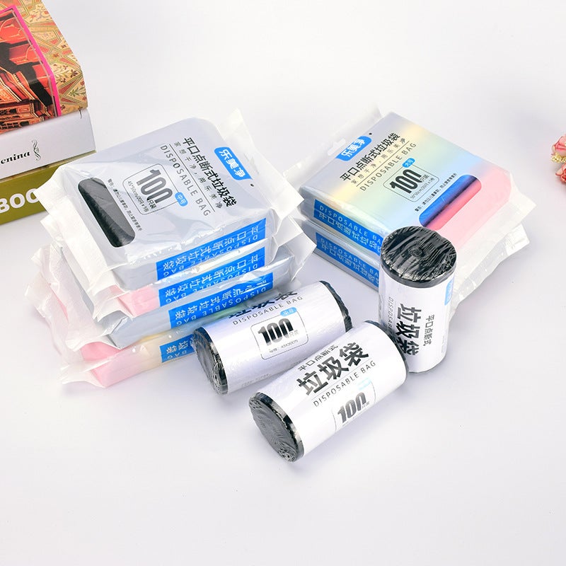 1000 Pack Household Flat Mouth Point Break Garbage Bag Kitchen Thickened Black Large Plastic Bag Disposable - Image 3