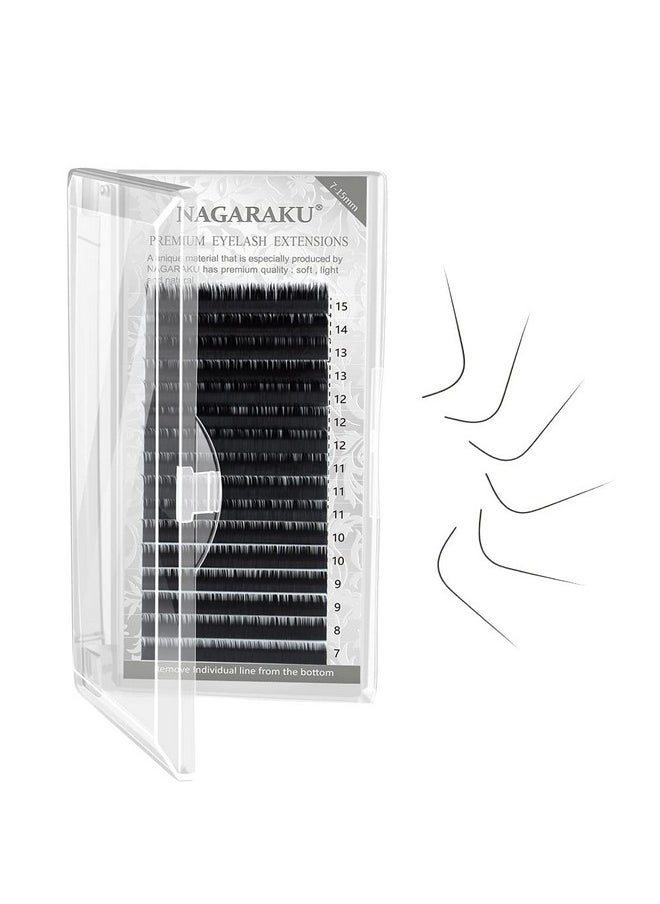 NAGARAKU - Eyelash Extensions Individual Lashes 0.07 N (M) Curl 715Mm Mix Faux Mink Classic Volume 16 Rows Soft Natural - Image 1