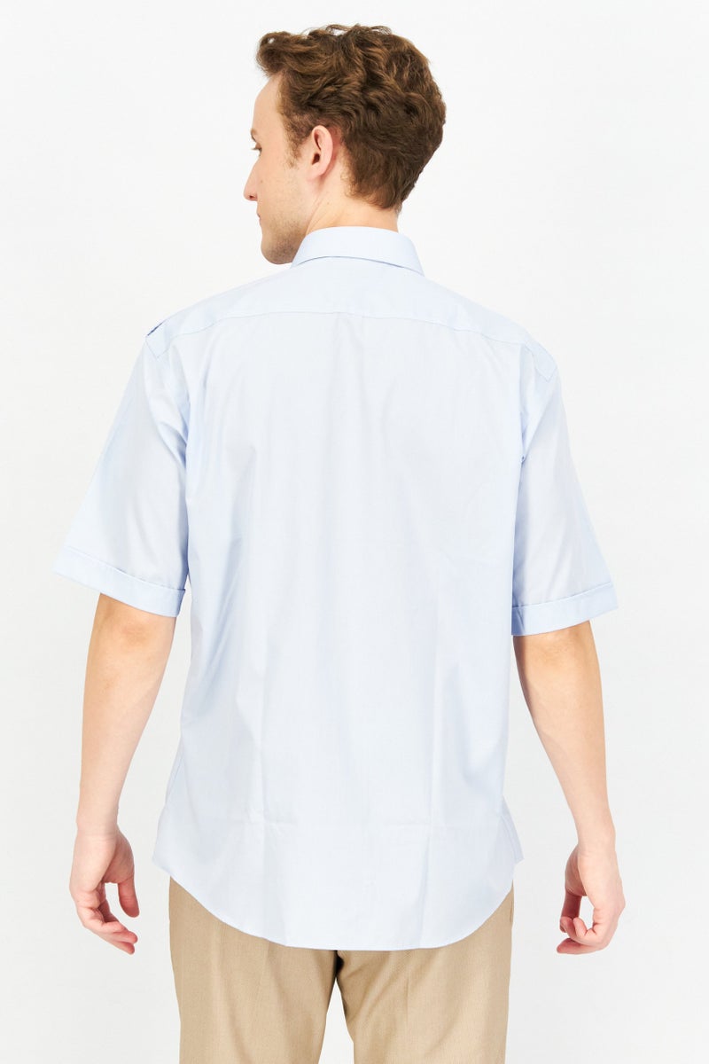 Forsyth Men Regular Fit Short Sleeve Plain Casual Shirt, Blue - Image 3