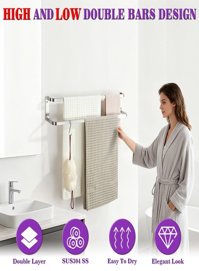 Alise Double Towel Bars 32 Inch, Double Towel Rack for Bathroom Stainless Steel Bathroom Towel Rack Wall Mounted Towel Holder, Brushed Nickel - Image 2