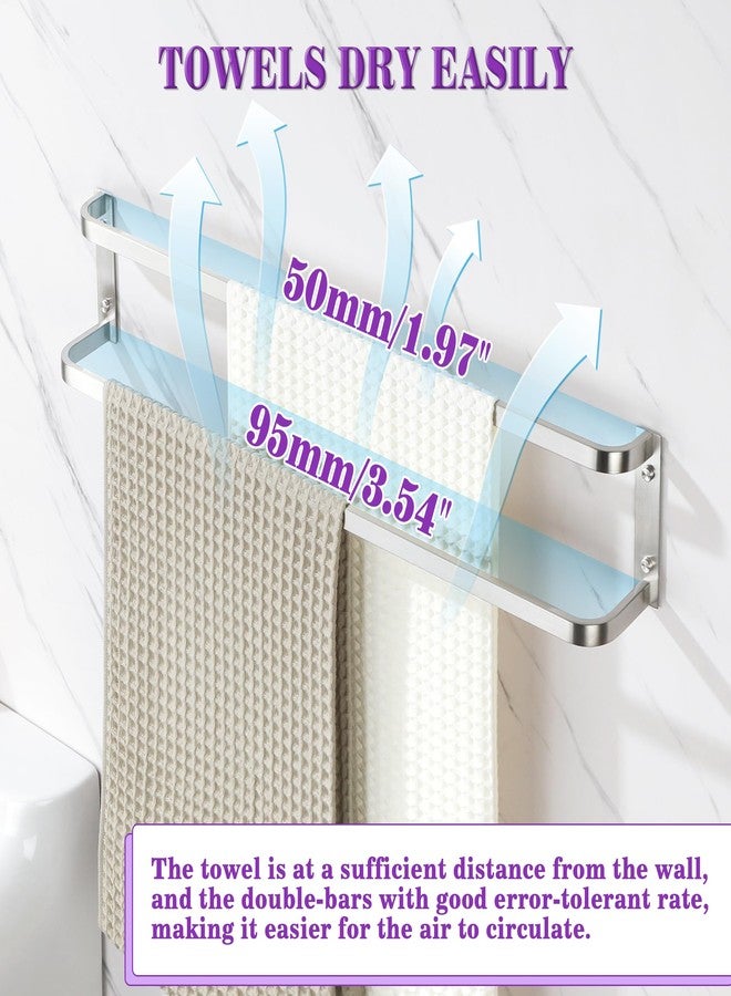 Alise Double Towel Bars 32 Inch, Double Towel Rack for Bathroom Stainless Steel Bathroom Towel Rack Wall Mounted Towel Holder, Brushed Nickel - Image 5