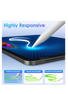 Stylus Pen for iPad 9th & 10th Generation - Tilt Function & 2X Faster Charging Compatible with 2018-2022 10/9/8/7/6 Air 3/4/5 Mini 5/6 Pro 11"/12.9" by Gamgeek White